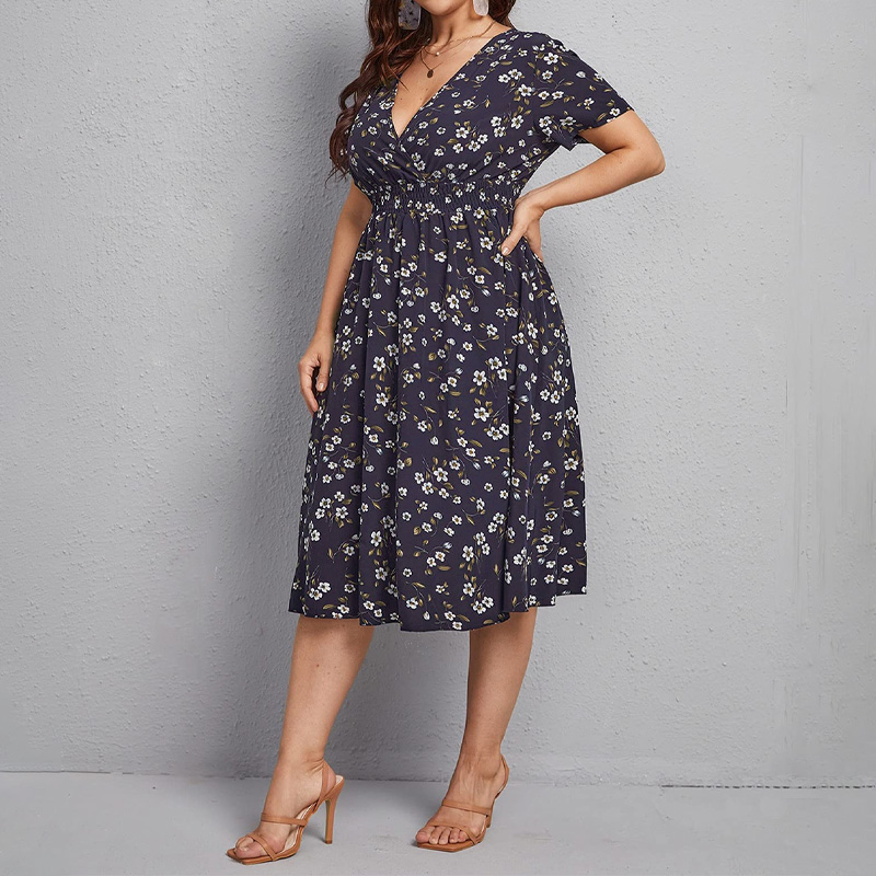 Romper Floral Print - Damenkleid in Übergröße, A-Linien-Kleid mit Blumendruck