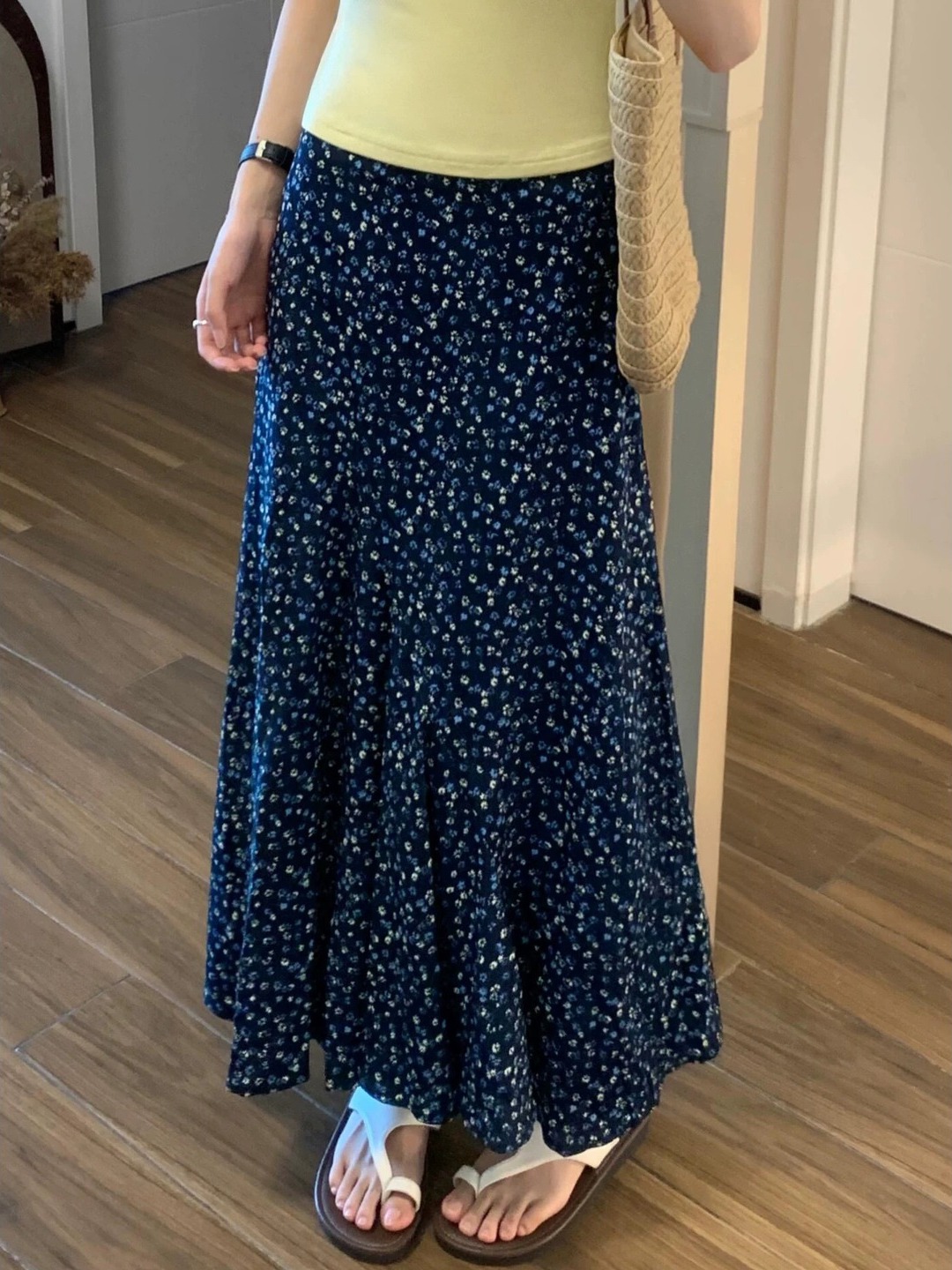 Midi Skirt Floral - Plus Size Midirock mit Blumenmuster, A-Linie,