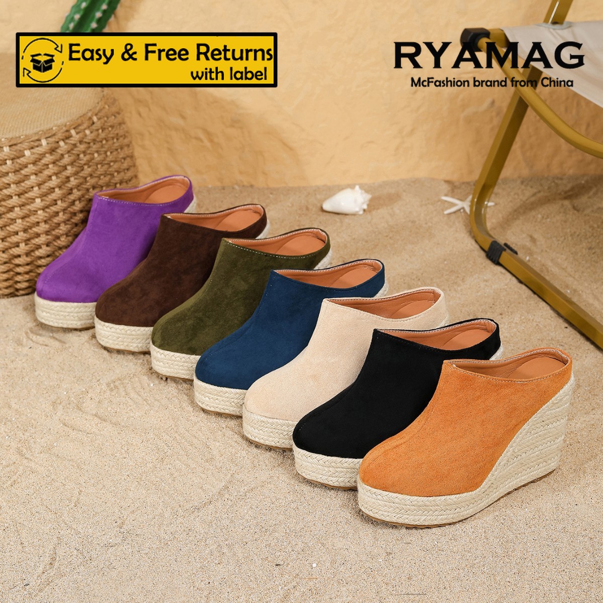 RYAMAG Bequeme Keilabsatz-Mule – Wedge Espadrille Women Bewertung und Preis