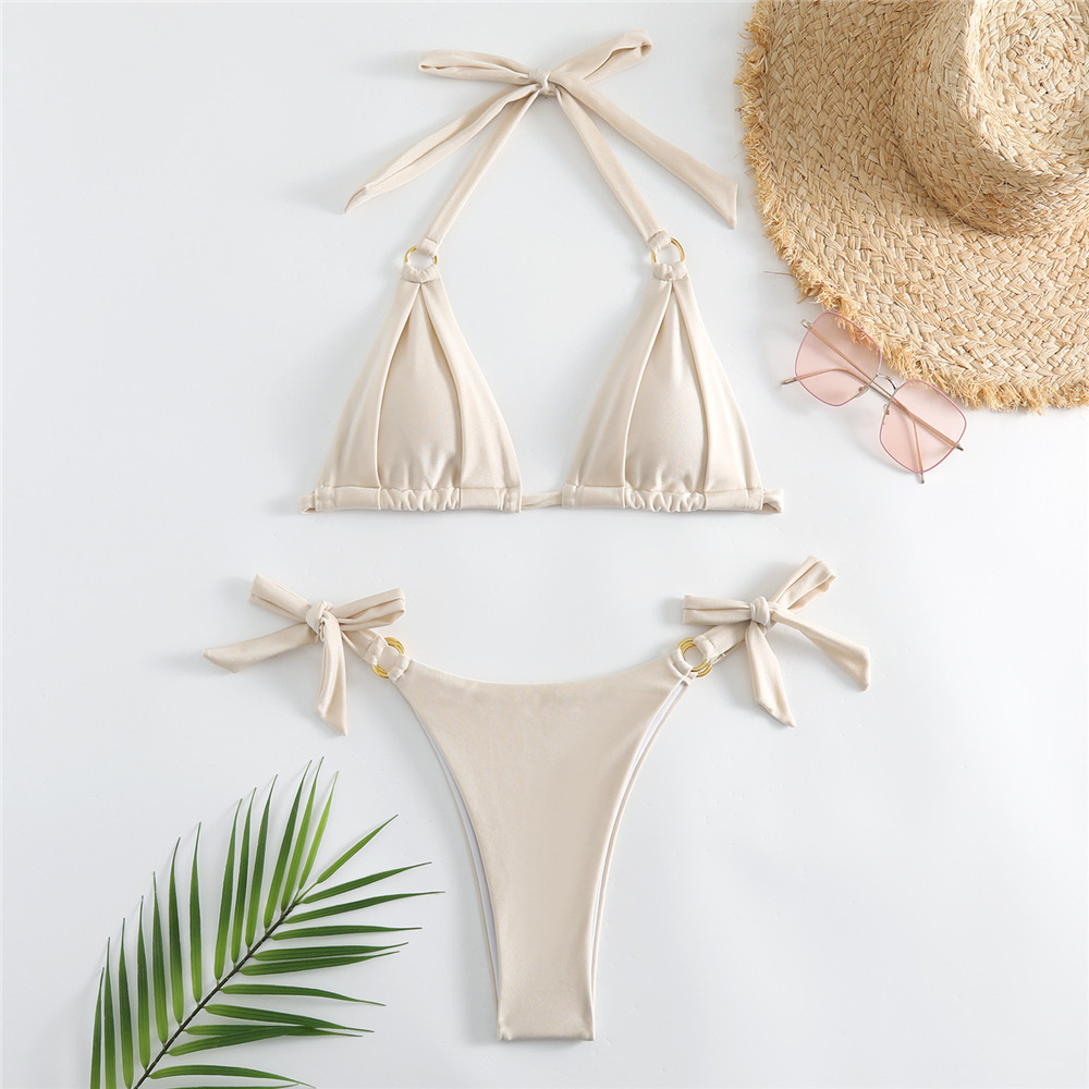 Weiße geraffte Schleife, gekno – Swimsuit Bikini Ruched Bewertung und Preis